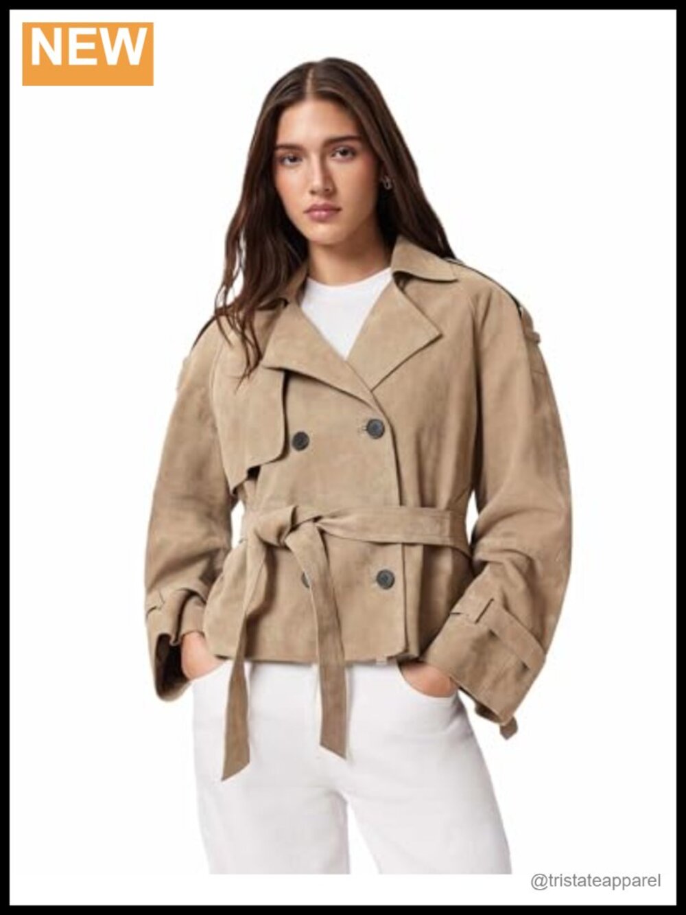 Reed Suede Jacket - Long Sleeve Trench Silhouette